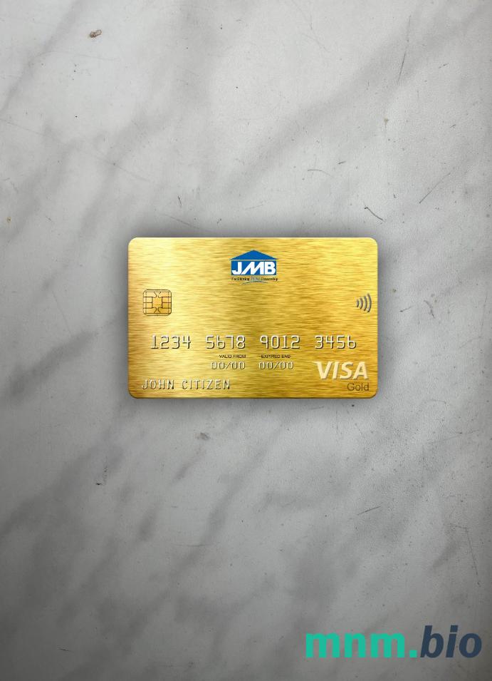 Jamaica Mortgage bank visa gold card wygląd fotograficzny skan PSD + zdjęcie